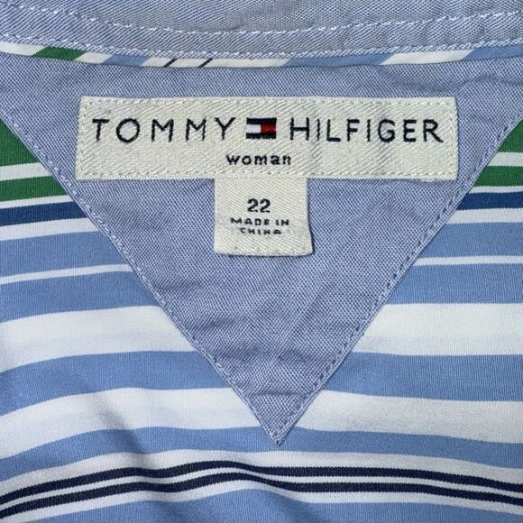 Tommy Hilfiger Top Shirt Women's Size 22 Multicolor Striped Casual Button Front - Picture 5 of 7